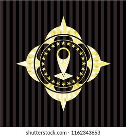 map pointer icon inside golden badge