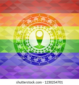 map pointer icon inside lgbt colors emblem 