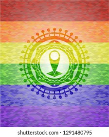 map pointer icon inside lgbt colors emblem 