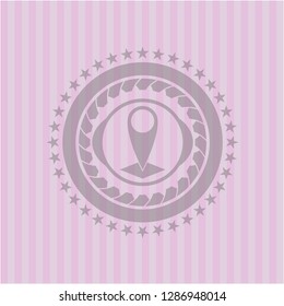 map pointer icon inside pink icon or emblem
