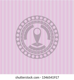 map pointer icon inside pink icon or emblem