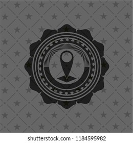 map pointer icon inside realistic dark emblem