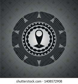map pointer icon inside realistic dark emblem