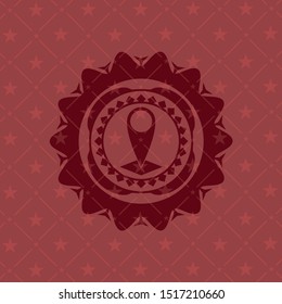 map pointer icon inside realistic red emblem