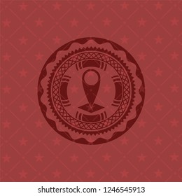 map pointer icon inside red icon or emblem