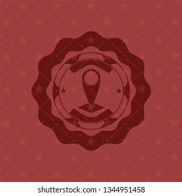 map pointer icon inside red icon or emblem