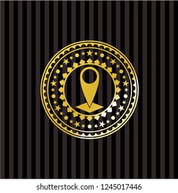 map pointer icon inside shiny badge