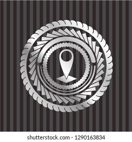 map pointer icon inside silver badge
