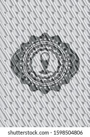 map pointer icon inside silver emblem. Scales pattern. Vector Illustration. Detailed.