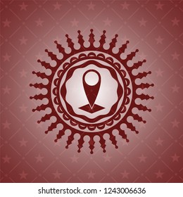 map pointer icon inside vintage red emblem