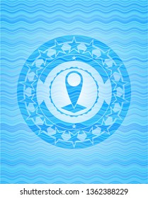 map pointer icon inside water representation style emblem.