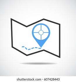 Map pointer icon isolated.