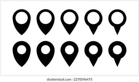 Map pointer icon isolated. GPS location symbol. Stencil Vector stock illustration. EPS 10