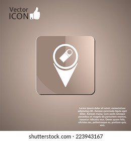 Map pointer to the icon label price. Vector illustration