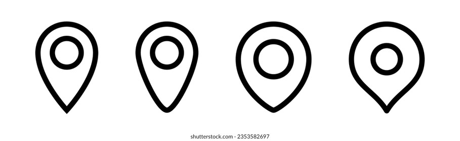 Map pointer icon in line. Location pin icon. Map pointer sign. Outline position marker. Navigation pointer in line. Stock vector illustration