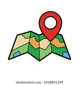 Map pointer icon with a location pin, navigation symbol	
