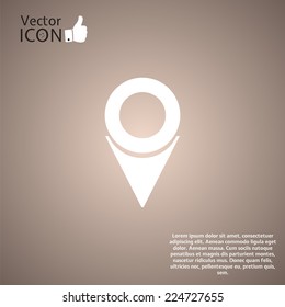 Map pointer icon or location symbol on the background. Made in vector