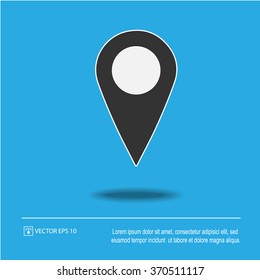 Map pointer icon, mark icon, marker icon on blue background. Isolated vector illustration EPS 10.