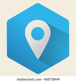 map pointer icon marker GPS on a blue background. Flat design.