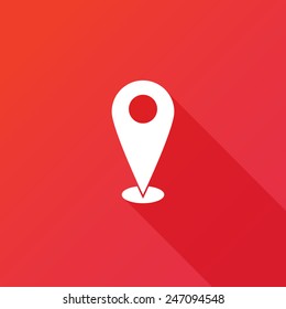 Map pointer icon. Marker. Modern design flat style icon with long shadow effect