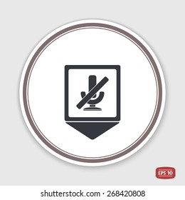 Map pointer. Icon Microphone Against. Flat design style. Made in vector. Emblem or label with shadow.