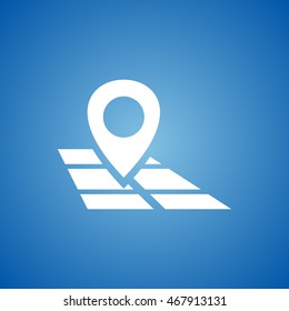 Map Pointer Icon on blue color.