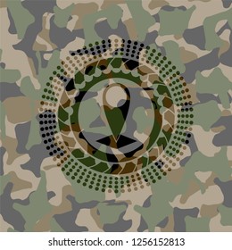 map pointer icon on camo pattern