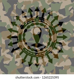 map pointer icon on camo pattern