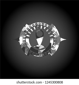 map pointer icon on grey camo texture