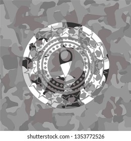 map pointer icon on grey camo pattern