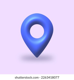 Map pointer icon on purple background. Location symbols. 3D Web Vector Illustrations.