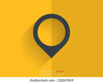 Map pointer icon on yellow background