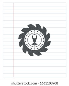 map pointer icon pencil effect. Vector Illustration. Detailed.