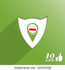 Map pointer icon with Poland flag. Made in vector