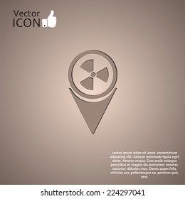 Map pointer to the icon of radiation. Vector illustration