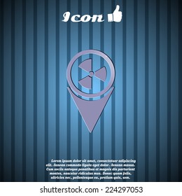 Map pointer to the icon of radiation. Vector illustration