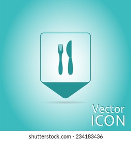 Map pointer to the icon of the restaurant or cafe. Made in vector illustration