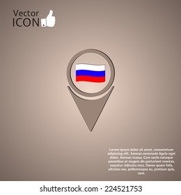 Map Pointer Icon With Russian flag. Made in vector