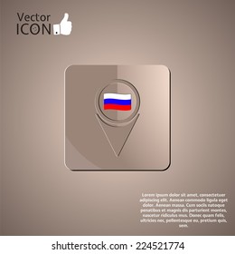 Map Pointer Icon With Russian flag. Made in vector