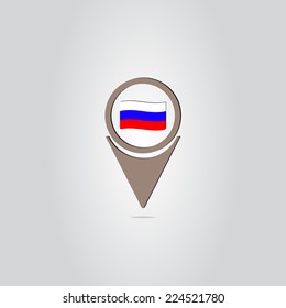 Map Pointer Icon With Russian flag. Made in vector