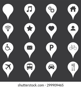 Map pointer icon set