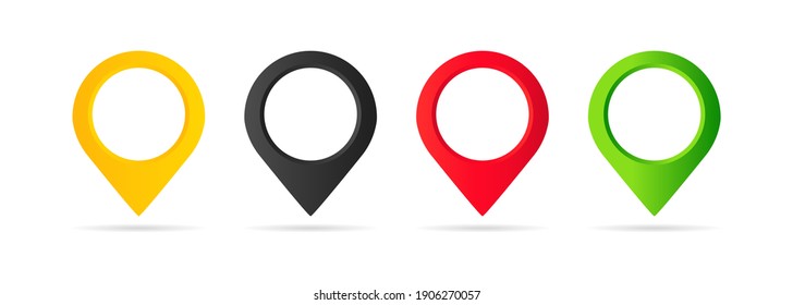 Conjunto de iconos del puntero del mapa. Anclaje geográfico, icono de ubicación o geolocalización, gps, sobre fondo blanco aislado. Vector EPS 10