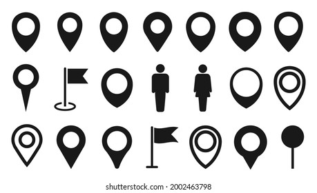 Map pointer icon set or GPS location icon