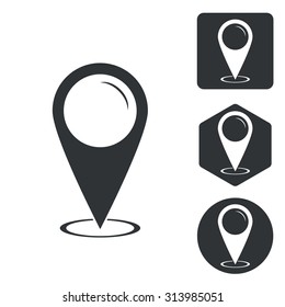 Map pointer icon set, monochrome, isolated on white