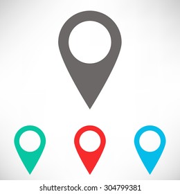 Map pointer icon. Set of varicolored icons.