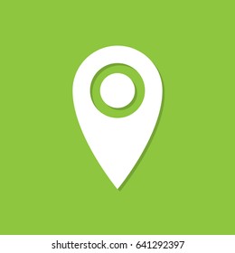 Map pointer icon with shadow in a flat design. Vector illustration