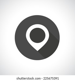 Map pointer icon with shadow. Round icon. Flat modern design.
