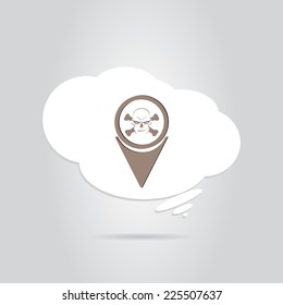 Map pointer to the icon skull and crossbones. Made in vector