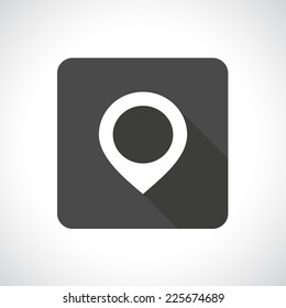 Map pointer icon. Square pictogram. Flat modern design with long shadow. 