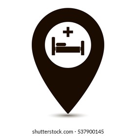 map pointer icon with symbol hospital or medicine 